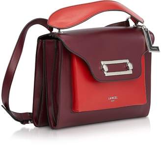 Lancel Clic Cassis/Red Leather Large Crossbody Bag