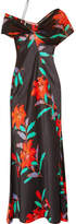 Diane von Furstenberg - Off-the-shoulder Floral-print Silk-satin And Tulle Gown - Black