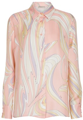 Emilio Pucci Printed silk blouse - ShopStyle Long Sleeve Tops