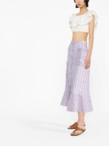 Thumbnail for your product : Sandro Button-Up Ruffled Midi Skirt