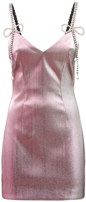 Area Embellished Mini Dress W/Bow Straps
