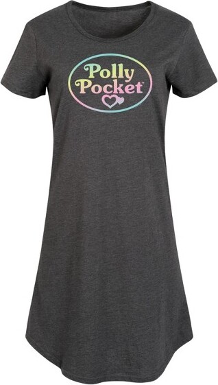 Polly Pocket Women'sPollyPocketPollyPocketOmbreLogoGraphicT-shirtDress-HeatherCharcoal-Small