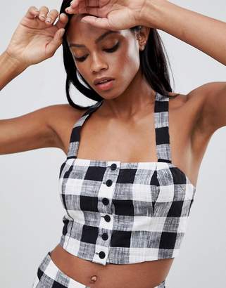 Whistles Gingham Buttondown Cropped Top