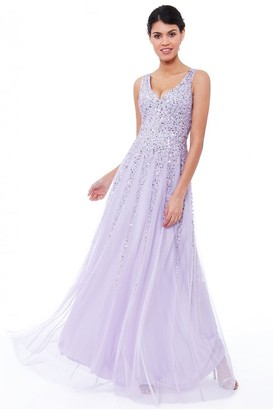 Goddiva Sunray Lavender Sequin Maxi Dress