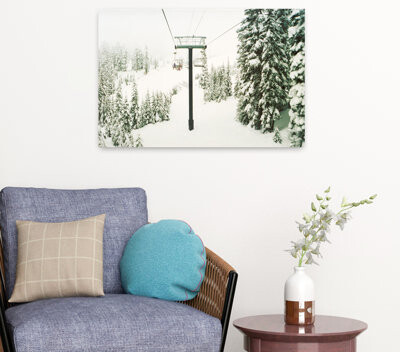 Union Rustic Chair Lift And Snowy Evergreen Trees At Stevens Pass Washington State Tranquil Abstract Contemporary Evergreen Tree Forest Nature Art