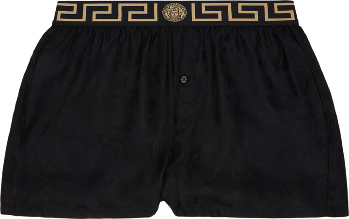 Versace Mens Black Iconic Slim-fit Branded Stretch-cotton Trunks -  ShopStyle Boxers