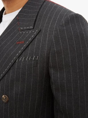 Gucci Signoria Double-breasted Pinstriped Wool Blazer - Dark Grey