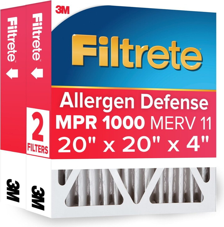 Filtrete 20x20x4 HVAC Furnace Air Filter, MPR 1000 MERV 11, Allergen Defense, 2 Pack
