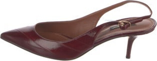 Dolce & Gabbana Leather Slingback Pumps Burgundy Pointed-Toes Includes Box & Dust Bag