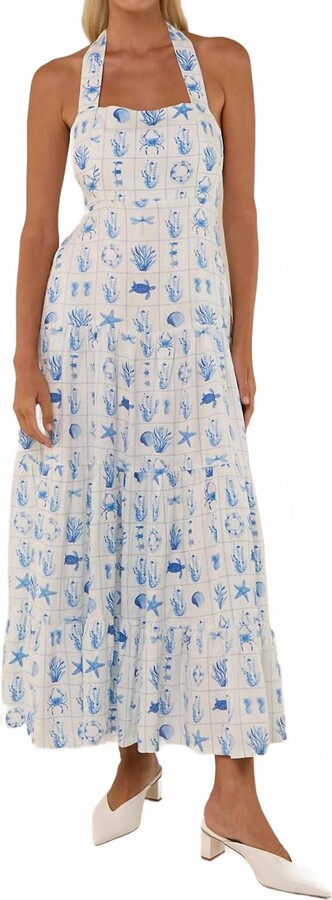 Palm Noosa Willow Maxi Dress In White/blue