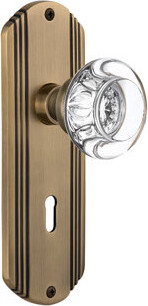 Nostalgic Warehouse Deco Plate with Decorative Keyhole and Round Clear Crystal Door Knob