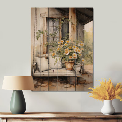 Red Barrel Studio Farmhouse Gentle Breeze III On Natural Wood Print