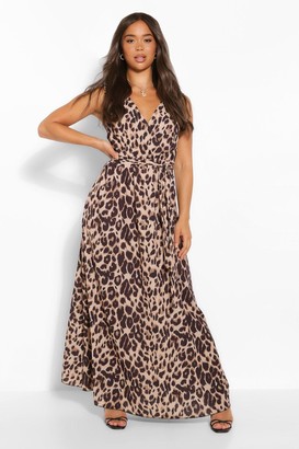 boohoo Leopard Print Belted Maxi Dress