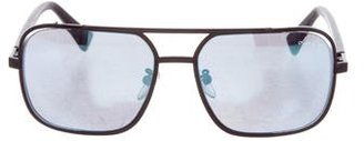Lanvin Leather-Trimmed Tinted Sunglasses