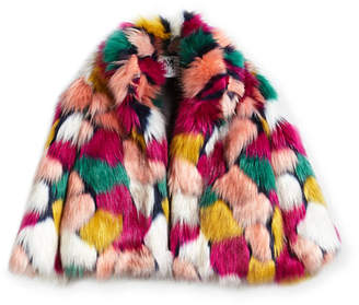 Milly Minis Faux-Fur Jacket, Multi, Size 4-7