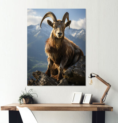 Millwood Pines Brown Ibex Majestic Horns Ibex II - Other Animals Metal Wall Art Living Room