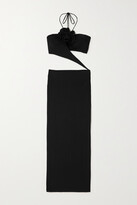 Thumbnail for your product : Magda Butrym Cutout Embellished Ruched Stretch-jersey Halterneck Midi Dress - Black