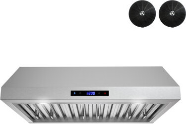 Streamline Bath Streamline 30 In. T-1747-1-CL Lozza Convertible Undermount 406 CFM Range Hood In Brushed Stainless Steel With Baffle Filters, Touchpad Control, LED Li