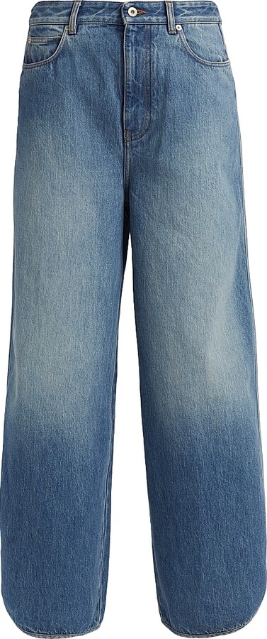 Loewe Women's Washed Denim High-Rise Straight-Leg Jeans - Denim Blue - Size 2