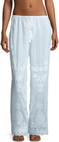 Thumbnail for your product : Seafolly Embroidered Cotton-Silk Coverup Pants, White