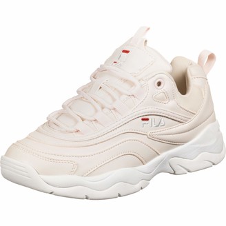 pink and white fila trainers