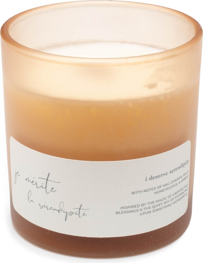 Je Mérite (I Deserve) White I Deserve Serendipity - Nag Champa & Honeysuckle 8 Oz Candle