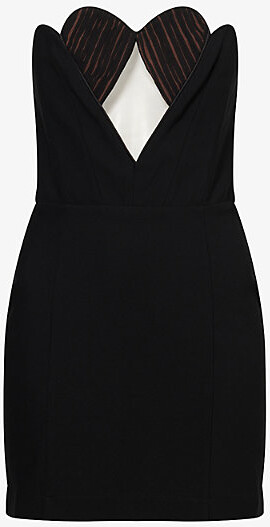 Womens Black Heart Cups Strapless Stretch-Woven Mini Dress 8