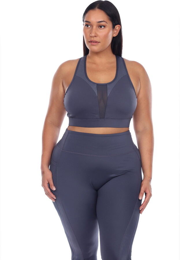 White Mark Fashion White Mark Women’s Plus Size Racer Back Nylon Spandex Sports Bra