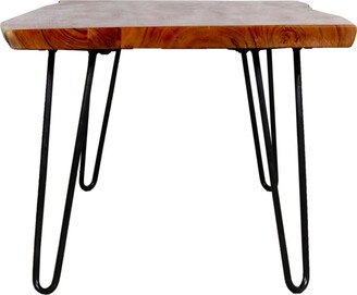 Alaterre Furniture Hairpin Natural Live Edge Wood with Metal 48" Large Coffee Table
