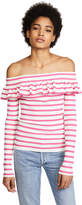 Thumbnail for your product : Fuzzi Striped Off Shoulder Top