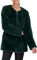 Thumbnail for your product : Sebby Collection Collarless Reversible Faux Fur Jacket