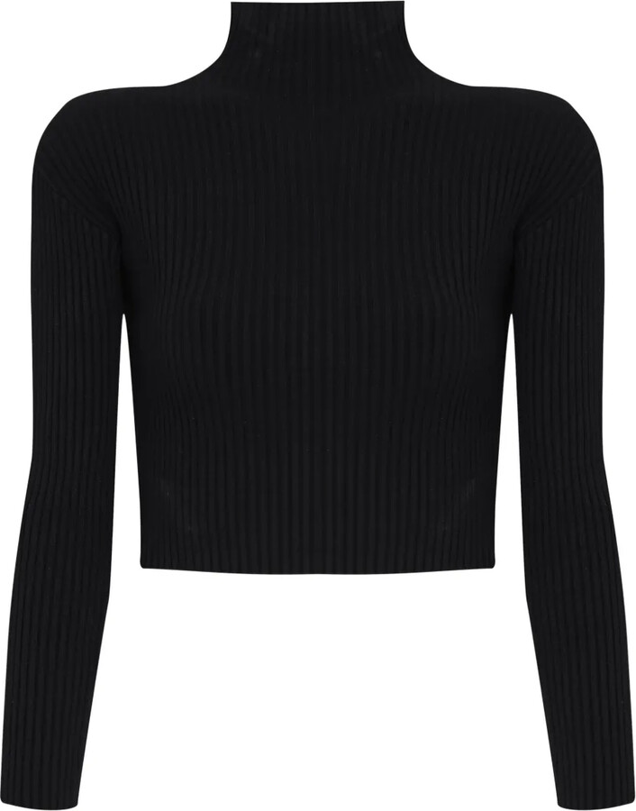 Gloria Coelho Ribbed Mock-Neck Top
