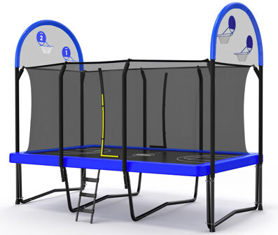 Zupapa 1500LBS Weight Capacity Rectangle Trampoline Basketball Hoop 10x17FT Outdoor Square Gymnastics Trampolines for Kids Adults