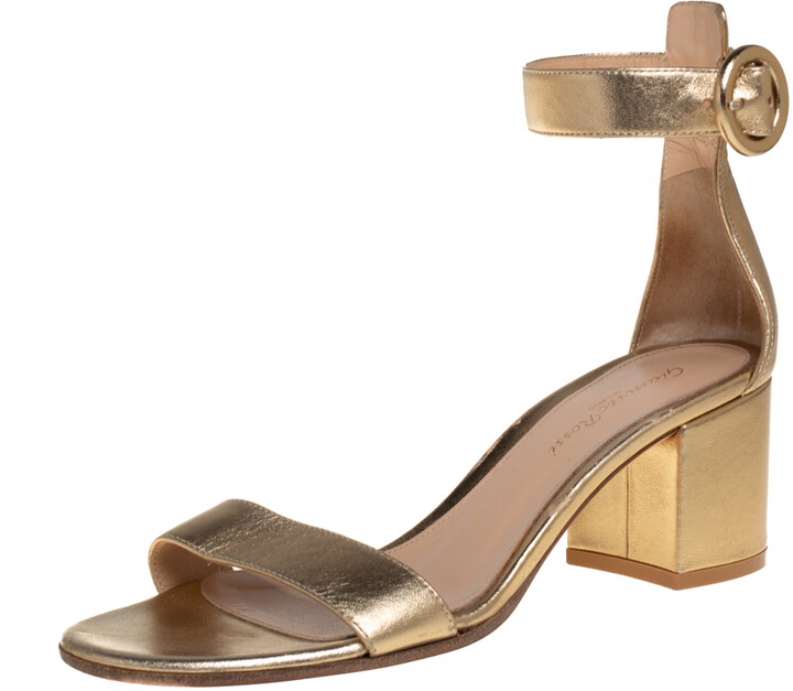 small gold block heels