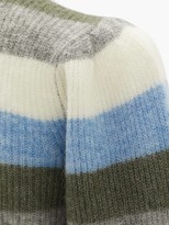 Thumbnail for your product : Ganni Balloon-sleeve Striped Wool-blend Sweater - Blue Multi