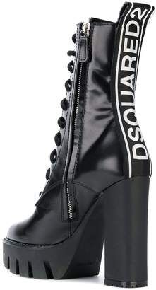 DSQUARED2 logo strap rubber lug sole boots