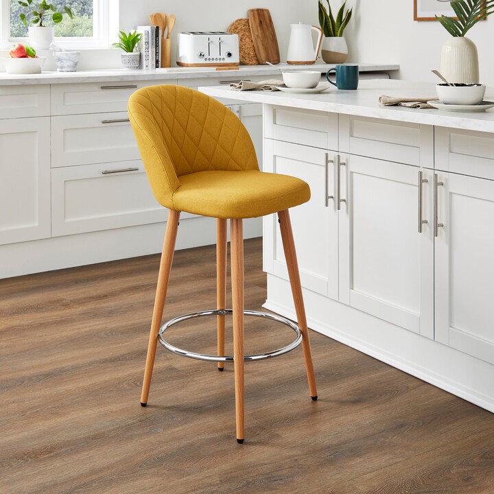 Dunelm Astrid Counter Height Bar Stool, Fabric Yellow ShopStyle