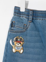 Thumbnail for your product : MOSCHINO BAMBINO Pirate Teddy Bear patch denim shorts