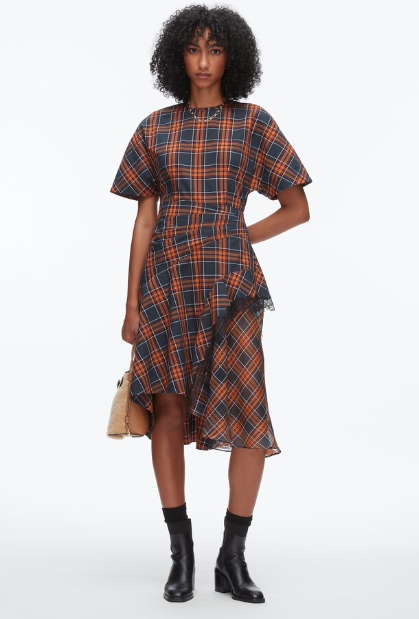 Plaid Mix Draped Dress in DUSK MULTI