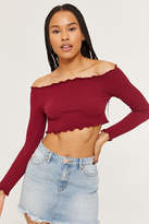 Thumbnail for your product : Ardene Cropped Off Shoulder Textured Top
