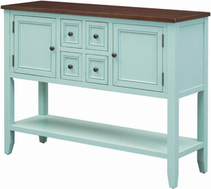 Red Barrel Studio Cambridge Series Ample Storage Vintage Console Table With Four Small Drawers And Bottom Shelf For Living Rooms Entrances And Kitchens