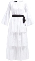 Thumbnail for your product : Rochas Tiered Cotton Broderie-anglaise Dress - White
