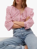 Thumbnail for your product : MANGO Babydoll Gingham Collared Top