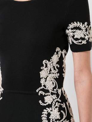 Oscar de la Renta short-sleeve embroidered dress