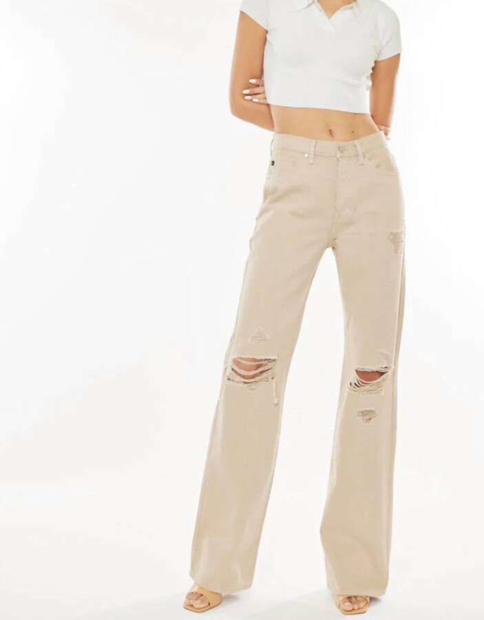Kancan Montana Ultra High Rise 90's Flare Jeans In Taupe