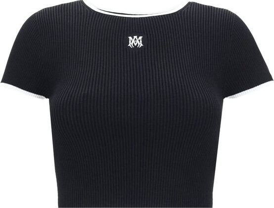 Amiri Logo Embroidered Cropped Knitted Top