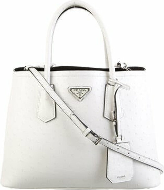 Prada Double Tote Bag in Ostrich Leather