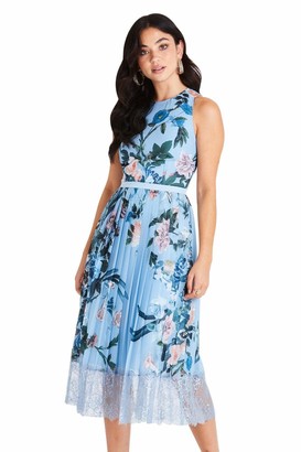 Little Mistress Women's Rori Floral Midi Dress with Lace Party