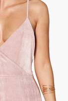Thumbnail for your product : boohoo Lacy Strappy Drape Front Thigh Split Maxi Dress