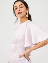 Thumbnail for your product : Very Angel Sleeve Peplum Satin Blouse - Ash Grey
